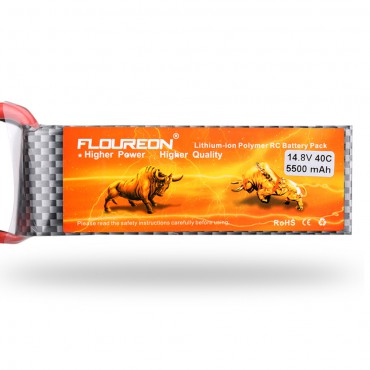 BATERIA DE LIPO FLOUREON 4S 14.8V 5500MAH 40/50C PLUG PADRÃO TRAXXAS BLF4S5500